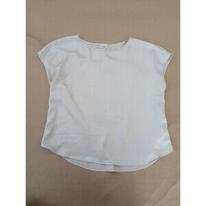 Nicole Miller Satin Shell Top Womens XL Champagne Cap Sleeve Relaxed Elegant